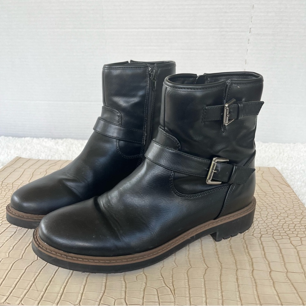 Esprit Women's Samiya-2 Black Bikercore Grunge Ankle Boots with Buckle Detail